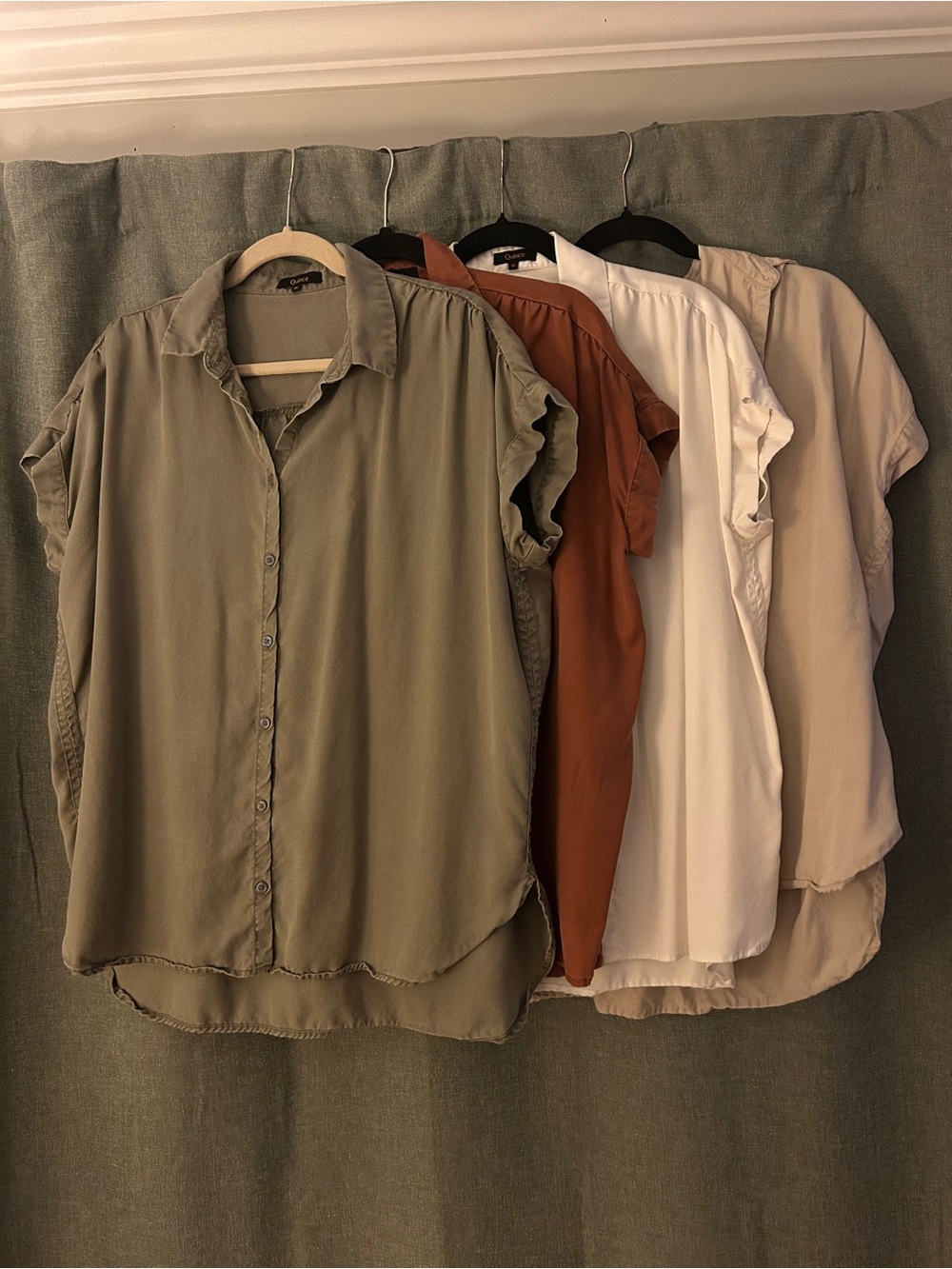 Quince Camp Shirt Women's Button-Up Set in Olive, Rust, White, Beige